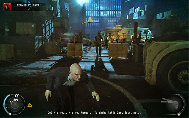 Except Patriot there are of his team and factory guards inside the hangar - Patriots Hangar - Exploring the hangar | 13: Fight Night - 13: Fight Night - Hitman: Absolution Game Guide