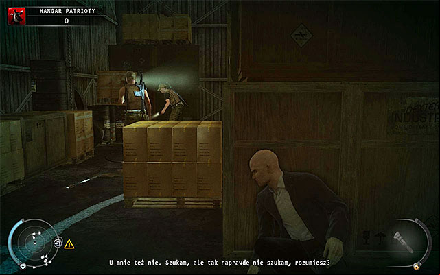Quite important is fact, that shortly after the mission begins, a group of at least three guards will head towards you, looking for a backstage card lost by one of them - Patriots Hangar - Exploring the hangar | 13: Fight Night - 13: Fight Night - Hitman: Absolution Game Guide