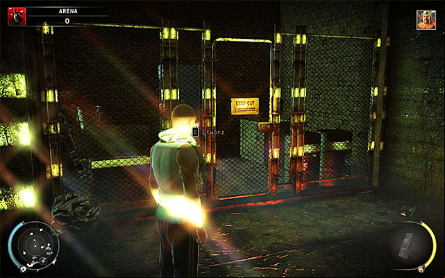 A good idea to obtain factory guard disguise (if you need one), is getting to the fenced armory - there are two gates leading inside - The Arena - Exploring the arena | 13: Fight Night - 13: Fight Night - Hitman: Absolution Game Guide