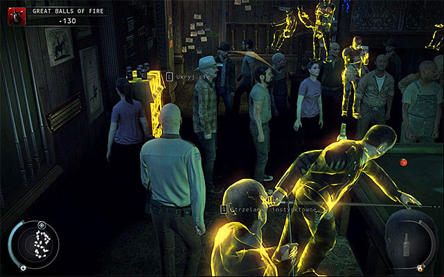 If you do not use any disguise, prepare for much more difficult situation, because you have to avoid not only policemen but also bouncers and truck drivers - Great Balls of Fire - Getting to the bartender without a fight | 7: Welcome to Hope - 7: Welcome to Hope - Hitman: Absolution Game Guide
