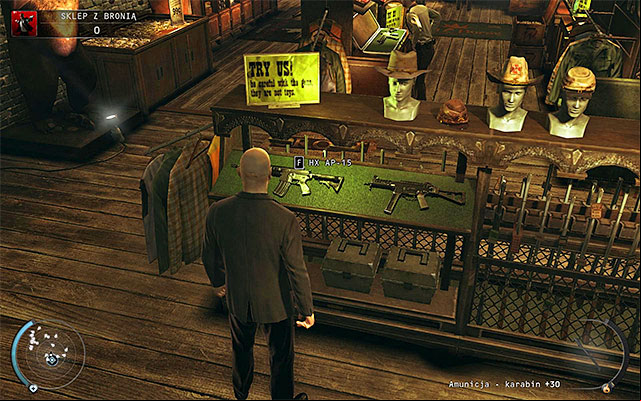Before you make any concrete decisions, it would be good to look around the area - Gun Shop - Exploring the shop | 8: Birdies Gift - 8: Birdies Gift - Hitman: Absolution Game Guide