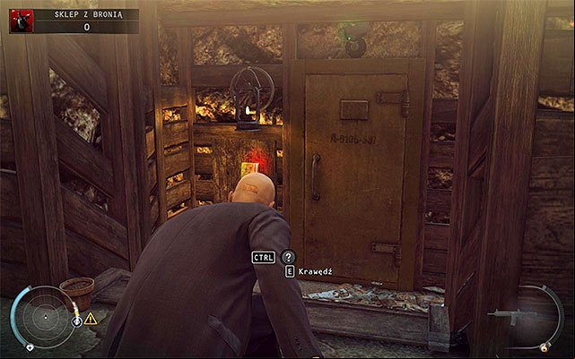 Crouch and turn left, getting into trenches - Gun Shop - Getting the key to the cabinet | 8: Birdies Gift - 8: Birdies Gift - Hitman: Absolution Game Guide