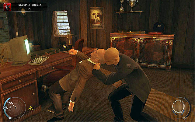 Only now exit the closet - Gun Shop - Getting the key to the cabinet | 8: Birdies Gift - 8: Birdies Gift - Hitman: Absolution Game Guide