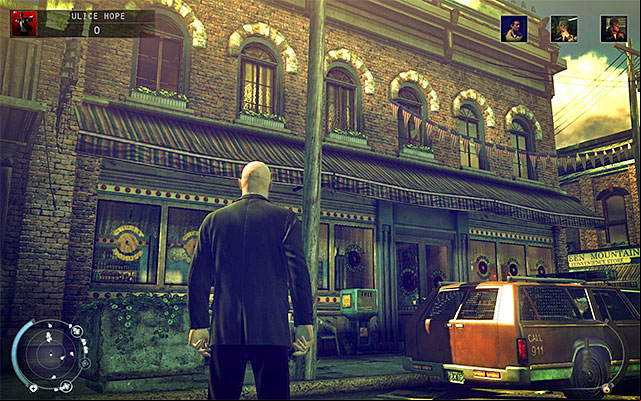Left from the alley, where you start the mission, you can find a Cherry Donuts store - Streets of Hope - Exploring the town | 9: Shaving Lenny - 9: Shaving Lenny - Hitman: Absolution Game Guide