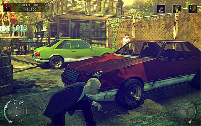 A good idea to distract policemen is to trigger an alarm in one of cars parked nearby - Streets of Hope - Murdering Gavin LeBlond | 9: Shaving Lenny - 9: Shaving Lenny - Hitman: Absolution Game Guide