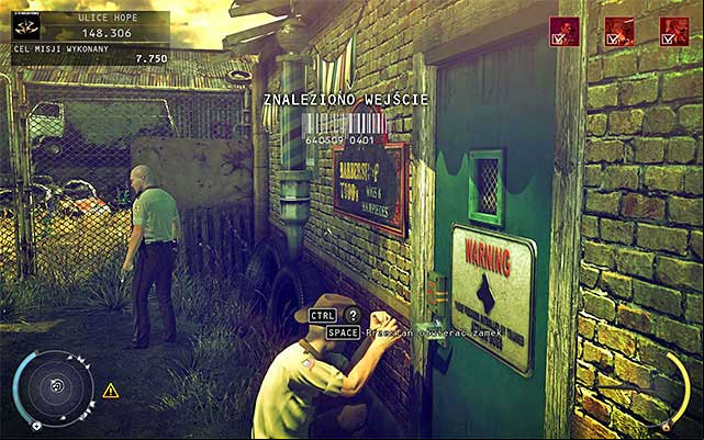 Regardless of the chosen path, you have to approach the door and start unlocking it - Streets of Hope - Getting to the back entrance | 9: Shaving Lenny - 9: Shaving Lenny - Hitman: Absolution Game Guide