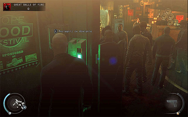 As for a reminder, the juke box can be turned off by pulling a lever located in toilets, right from the starting place - 7: Welcome to Hope | Challenges - Challenges - Hitman: Absolution Game Guide