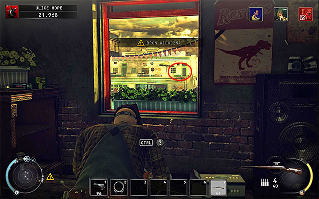This challenge can be completed in the first stage of the mission - Streets of Hope and same as previously you have to start with obtaining a sniper rifle (Ilyon R700), which can be found on the donut shop first floor - 9: Shaving Lenny - p. 2 | Challenges - Challenges - Hitman: Absolution Game Guide