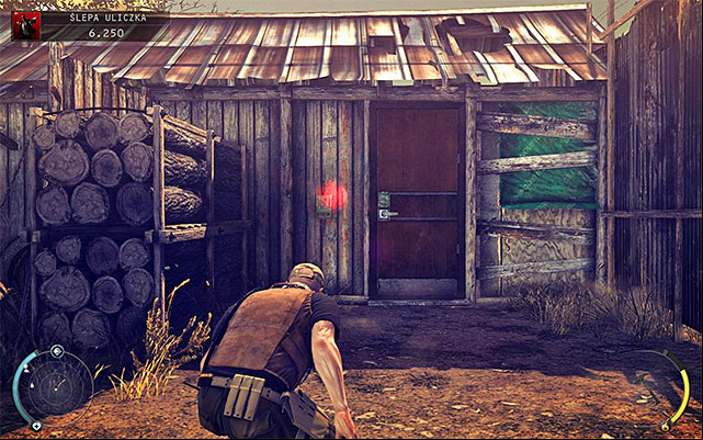 A keycard found in the cabin unlocks the access to a storage room located on the other side of the road, between first and second post (screen above) - Dead End - Disabling primary and backup security systems | 11: Dexter Industries - 11: Dexter Industries - Hitman: Absolution Game Guide