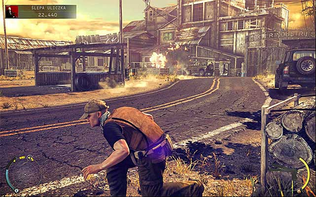 On higher difficulty levels you should completely ignore the main entrance or use it as a last resort to distract enemies by shooting an explosive barrel, hoping that enemies will be confused after the explosion - Dead End - Locating sawmill entrance | 11: Dexter Industries - 11: Dexter Industries - Hitman: Absolution Game Guide