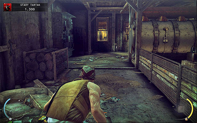 The second option is much more interesting and it involves choosing a age located left from the console where guards were playing (screen above) - Old Mill | 11: Dexter Industries - 11: Dexter Industries - Hitman: Absolution Game Guide
