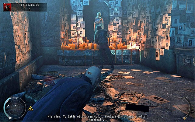 If you play on one of lower difficulty levels, there will be one additional opponent in the area - Courtyard | 5: Hunter and Hunted - 5: Hunter and Hunted - Hitman: Absolution Game Guide