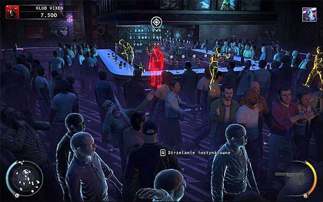 Dom Osmond can be found behind the bar by default (screen above), but it is not worth to attack him in a public place of course, because this will lead to a panic in the club plus all bodyguards will pay attention at Hitman - The Vixen Club - Killing Dom Osmond | 5: Hunter and Hunted - 5: Hunter and Hunted - Hitman: Absolution Game Guide