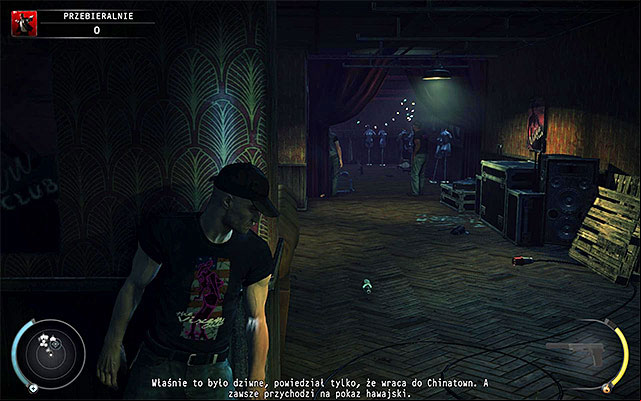 If you play on one of lower difficulty levels then youll encounter only single bouncer in the area and he will stay at the pool table - Dressing Rooms | 5: Hunter and Hunted - 5: Hunter and Hunted - Hitman: Absolution Game Guide
