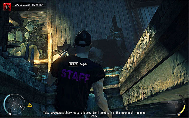 Move to the ledge shown on the above screen and wait until all policemen walk to examine dancers body - Derelict Building | 5: Hunter and Hunted - 5: Hunter and Hunted - Hitman: Absolution Game Guide