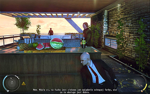 Right after beginning of this stage, cover behind the nearest table (the one with filet knife) - Greenhouse | 1: Personal Contract - 1: Personal Contract - Hitman: Absolution Game Guide