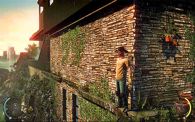 Move to the building edge shown on the above screen and press Interact key/button in order to stick to the wall - Greenhouse | 1: Personal Contract - 1: Personal Contract - Hitman: Absolution Game Guide
