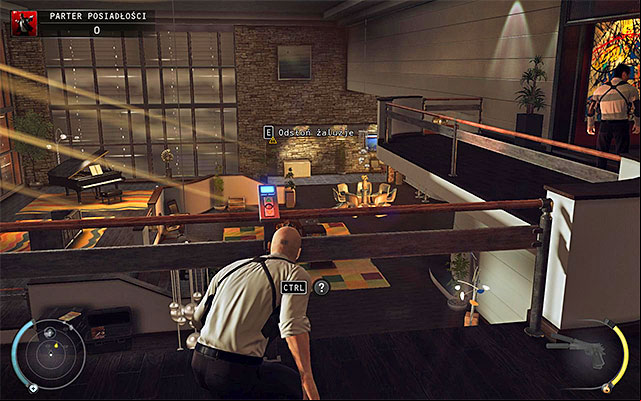 The reason why you want to get closer to the railing is the possibility to use the nearby window blinds system - Mansion ground floor | 1: Personal Contract - 1: Personal Contract - Hitman: Absolution Game Guide