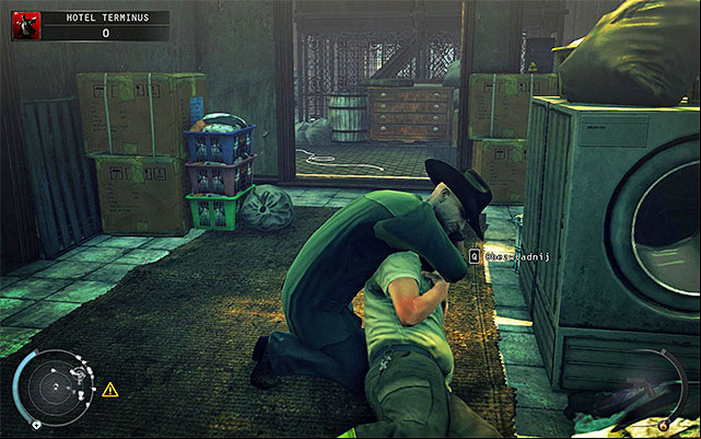 I recommend staying in the laundry room for few more moments because sooner or later a janitor will appear here (you do not have to hide from him) - Terminus Hotel - Exploring the ground floor and side alleys | 3: Terminus - 3: Terminus - Hitman: Absolution Game Guide