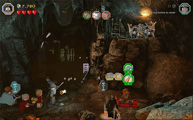 You need to feed Bombur - Stage 5 (The Troll Hoard): Explore the cave | Walkthrough | LEGO The Hobbit - Walkthrough - LEGO The Hobbit Game Guide & Walkthrough