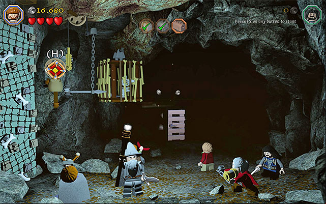 Use marbles to hit the target - Stage 5 (The Troll Hoard): Explore the cave | Walkthrough | LEGO The Hobbit - Walkthrough - LEGO The Hobbit Game Guide & Walkthrough