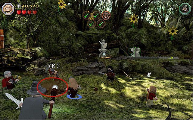You need to dig out the third rabbit, from under the ground - Stage 5 (The Troll Hoard): Save the rabbits of Rhosgobel | Walkthrough - Walkthrough - LEGO The Hobbit Game Guide & Walkthrough