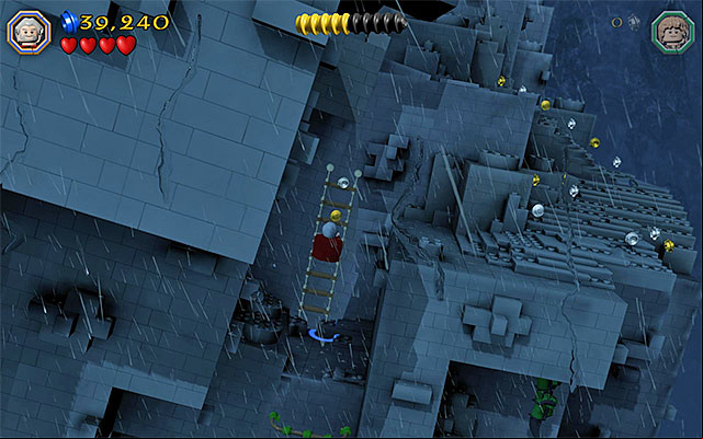 Grab onto the ledge and climb the ladder - Stage 6 (Over Hill and Under Hill): Climb the stone giant | Walkthrough - Walkthrough - LEGO The Hobbit Game Guide & Walkthrough