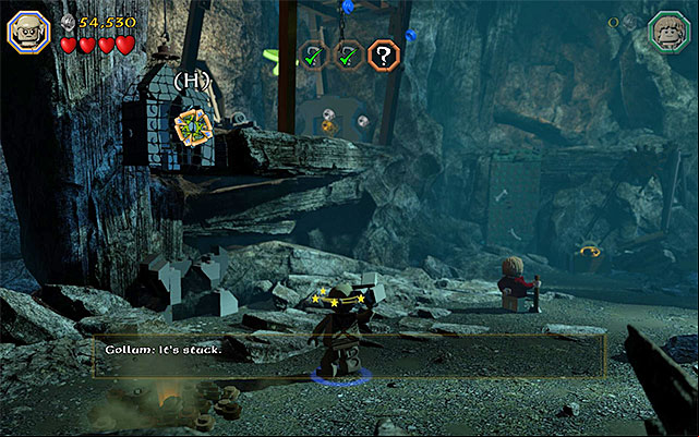 Throw down the crate and build a manhole for Bilbo - Stage 7 (Goblin-town): Gollums puzzles | Walkthrough | LEGO The Hobbit - Walkthrough - LEGO The Hobbit Game Guide & Walkthrough