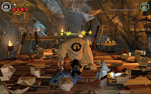 The next step should be obvious to you - Stage 7 (Goblin-town): The second battle with Great Goblin | Walkthrough - Walkthrough - LEGO The Hobbit Game Guide & Walkthrough