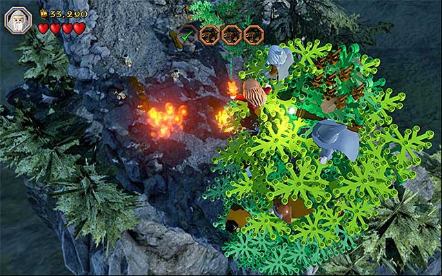 Aim at the spots where the enemy wolves stop - Stage 8 (Out of the Frying Pan...): Escape the orcs | Walkthrough - Walkthrough - LEGO The Hobbit Game Guide & Walkthrough