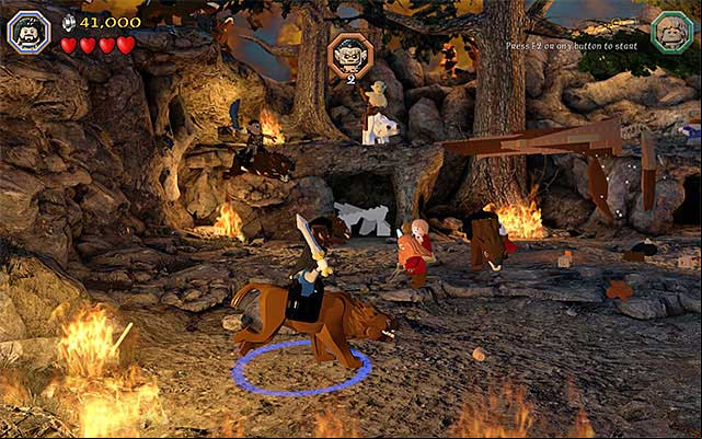 Seize control over the warg and, in this way, eliminate the orcs - Stage 8 (Out of the Frying Pan...): The battle with Azog the Defiler | Walkthrough - Walkthrough - LEGO The Hobbit Game Guide & Walkthrough
