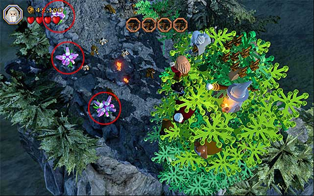 Aim at the violet plants - Stage 8 (Out of the Frying Pan...) | Main Stages - Collectibles - Main Stages - Collectibles - LEGO The Hobbit Game Guide & Walkthrough