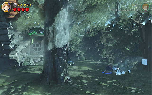 While completing the last, ninth chapter of the game in the story mode, you have been unable to explore the garden neighboring the hut in the forest - Stage 9 (Queer Lodgings) | Main Stages - Collectibles - Main Stages - Collectibles - LEGO The Hobbit Game Guide & Walkthrough