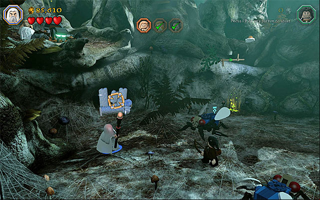 While completing the tenth chapter of the game in the story mode, you have been unable to explore the third cave, neighboring the one, where you liberate the three captive allies - Stage 10 (Flies and Spiders) | Main Stages - Collectibles - Main Stages - Collectibles - LEGO The Hobbit Game Guide & Walkthrough