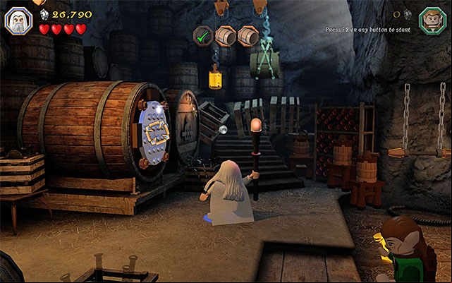 Target the barrel and fire a magic projectile - Stage 11 (Barrels Out of Bond) | Main Stages - Collectibles - Main Stages - Collectibles - LEGO The Hobbit Game Guide & Walkthrough