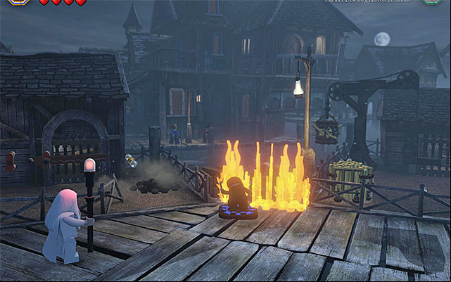 walk onto the plate and set the objects here on fire - Stage 12 (A Warm Welcome) | Main Stages - Collectibles - Main Stages - Collectibles - LEGO The Hobbit Game Guide & Walkthrough
