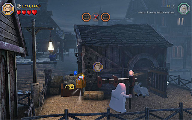 The minikit is in the middle pen - Stage 12 (A Warm Welcome) | Main Stages - Collectibles - Main Stages - Collectibles - LEGO The Hobbit Game Guide & Walkthrough