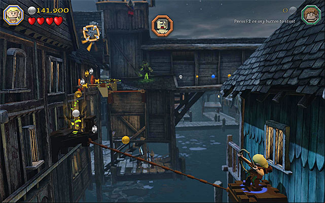 The place where you use the bow for the second time - Stage 12 (A Warm Welcome) | Main Stages - Collectibles - Main Stages - Collectibles - LEGO The Hobbit Game Guide & Walkthrough