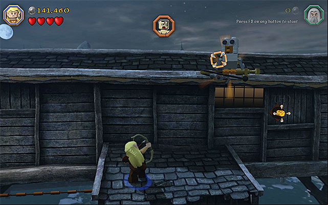 The spot where you use the bow for the third time - Stage 12 (A Warm Welcome) | Main Stages - Collectibles - Main Stages - Collectibles - LEGO The Hobbit Game Guide & Walkthrough