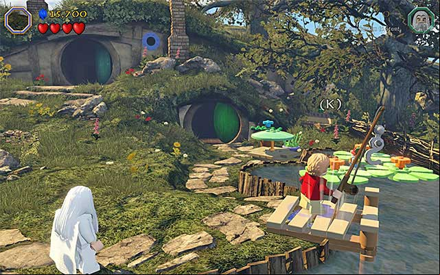 The spot where to use the fishing rod - Stage 2 (An Unexpected Party) | Main Stages - Collectibles - Main Stages - Collectibles - LEGO The Hobbit Game Guide & Walkthrough