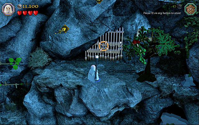 While completing the third stage in the story mode, you were unable to access the cave neighboring the camp - Stage 3 (Azog the Defiler) | Main Stages - Collectibles - Main Stages - Collectibles - LEGO The Hobbit Game Guide & Walkthrough