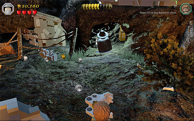 The cave that you need to illuminate with the staff - Stage 4 (Roast Mutton) | Main Stages - Collectibles - Main Stages - Collectibles - LEGO The Hobbit Game Guide & Walkthrough