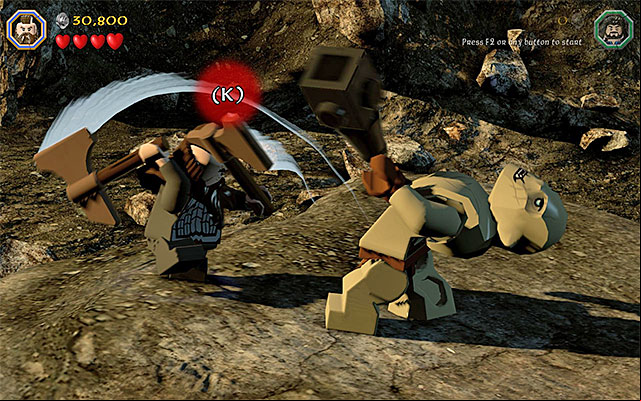 Press the buttons that appear on the screen - Stage 3 (Azog the Defiler): The battle with Azog the Defiler | Walkthrough - Walkthrough - LEGO The Hobbit Game Guide & Walkthrough