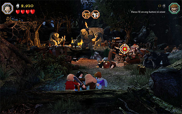 You need to hit the target, thanks to which you will flush out the owl - Stage 4 (Roast Mutton): Free the horses | Walkthrough | LEGO The Hobbit - Walkthrough - LEGO The Hobbit Game Guide & Walkthrough