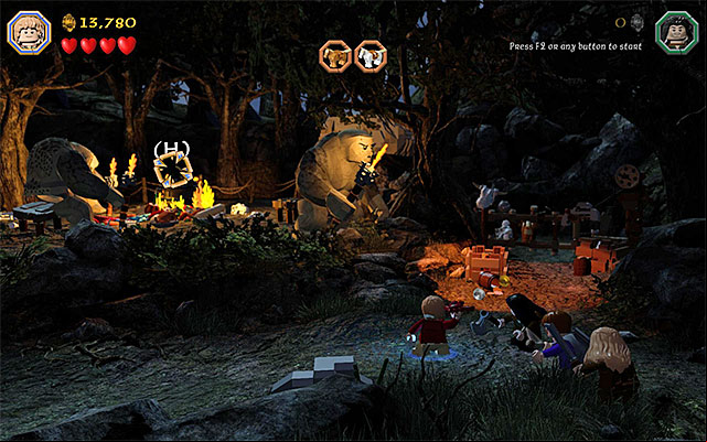 Regardless of how well you do with the minigame, around there will appear a new interactive item - the lobster - Stage 4 (Roast Mutton): Free the horses | Walkthrough | LEGO The Hobbit - Walkthrough - LEGO The Hobbit Game Guide & Walkthrough