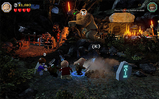 Go left now and take the path there, which has been unblocked by the escaping horse - Stage 4 (Roast Mutton): Free the horses | Walkthrough | LEGO The Hobbit - Walkthrough - LEGO The Hobbit Game Guide & Walkthrough