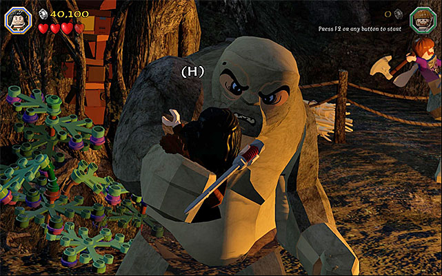 Press the keys that appear on the screen - Stage 4 (Roast Mutton): The battle with the Trolls | Walkthrough - Walkthrough - LEGO The Hobbit Game Guide & Walkthrough