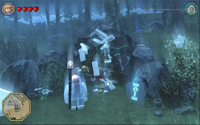 You need to put the Ring on because, only then will you be able to gain access to the cave - Schematics locations (9-16) | Middle Earth - Schematics - Middle Earth - Schematics - LEGO The Hobbit Game Guide & Walkthrough