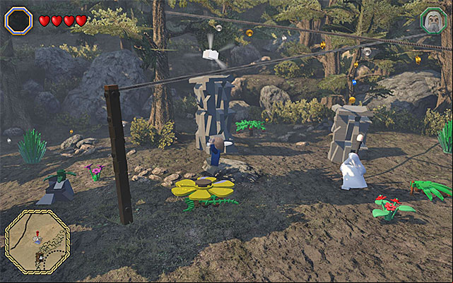 You need to bounce off the yellow flower and grab on to the rope - Mithril bricks locations (1-15) | Middle Earth - Mithril LEGO bricks - Middle Earth - Mithril LEGO bricks - LEGO The Hobbit Game Guide & Walkthrough