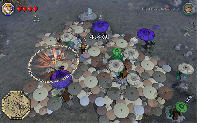 Keep jumping and direct the character into the successive rings - Mithril bricks locations (31-45) | Middle Earth - Mithril LEGO bricks - Middle Earth - Mithril LEGO bricks - LEGO The Hobbit Game Guide & Walkthrough